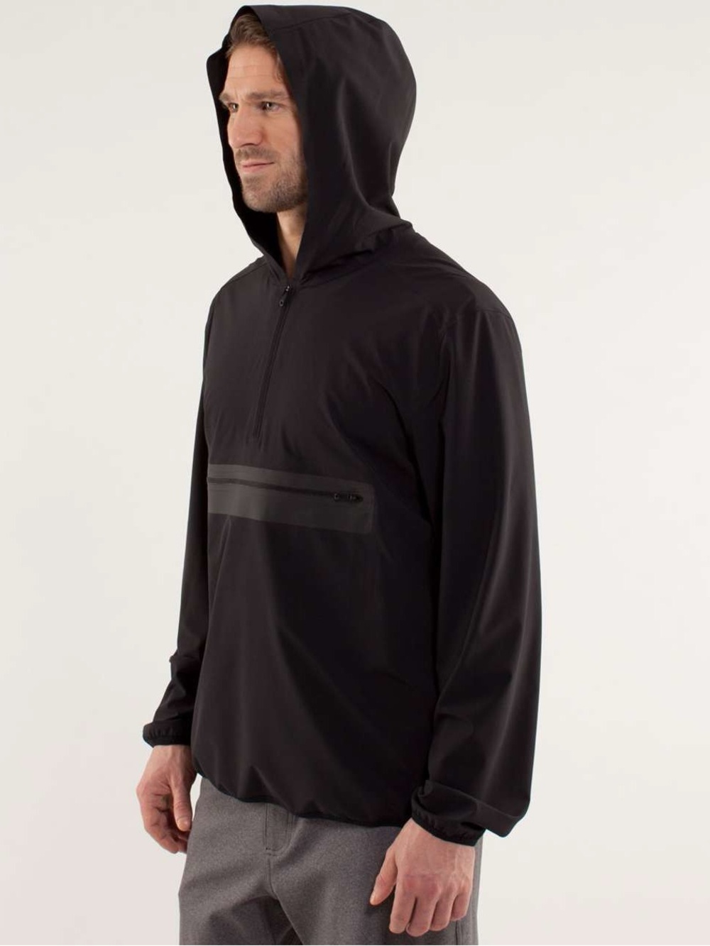 Lululemon Men’s Tidal Pullover Black Size Medium Lightweight Hooded Quarter Zip